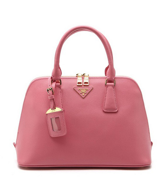 Prada Saffiano Cross Veins Leather Top Handle Bag Pink