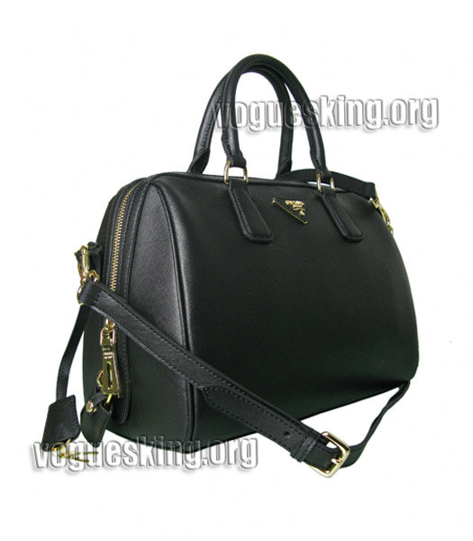 Prada Saffiano Cross Veins Leather Tote Handbag Black-2