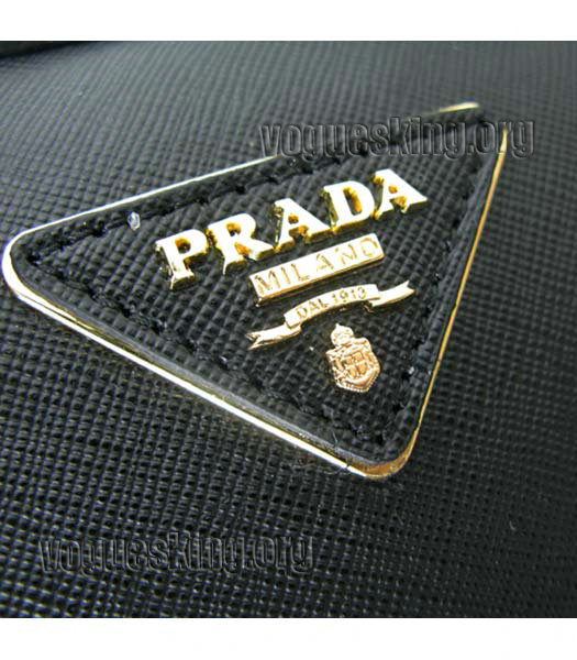 Prada Saffiano Cross Veins Leather Tote Handbag Black-6