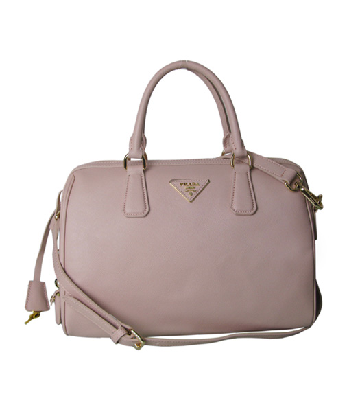 Prada Saffiano Cross Veins Leather Tote Handbag Pink