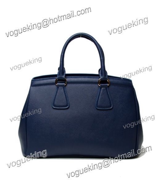 Prada Saffiano Dark Blue Cross Veins Leather Top Handle Bag-1