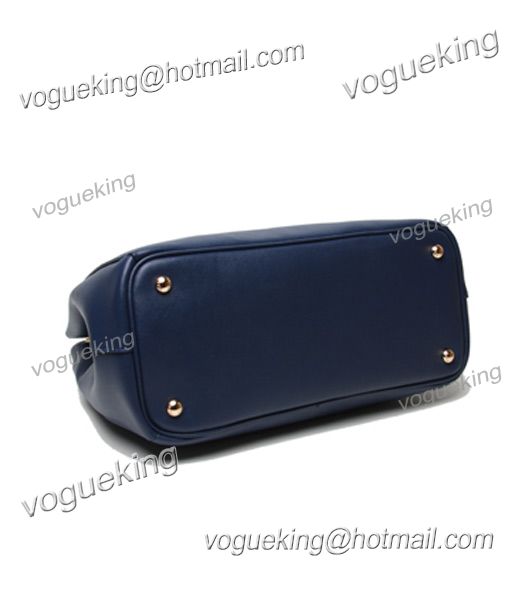 Prada Saffiano Dark Blue Cross Veins Leather Top Handle Bag-3