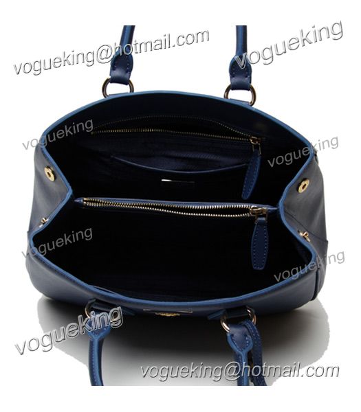 Prada Saffiano Dark Blue Cross Veins Leather Top Handle Bag-4