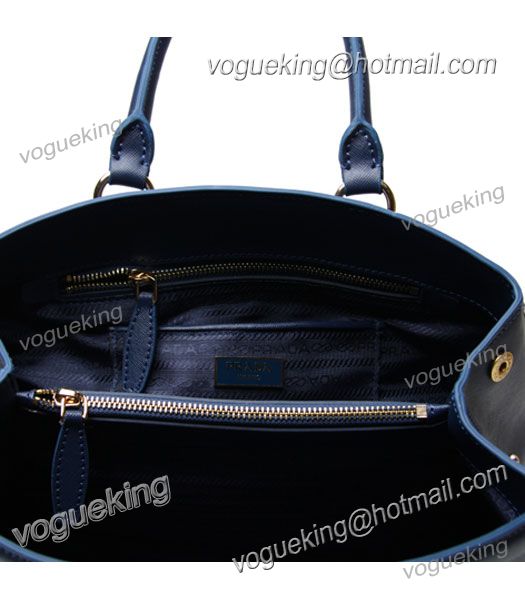 Prada Saffiano Dark Blue Cross Veins Leather Top Handle Bag-5