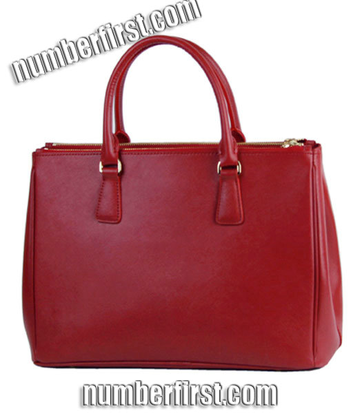 Prada Saffiano Dark Red Calfskin Business Tote Handbag-1