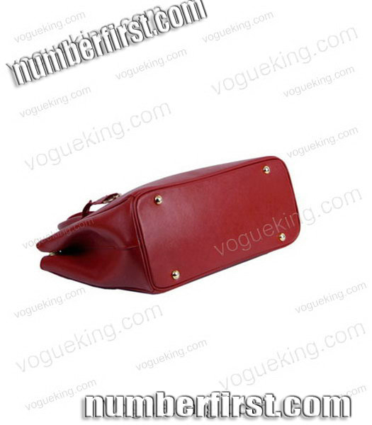 Prada Saffiano Dark Red Calfskin Business Tote Handbag-3