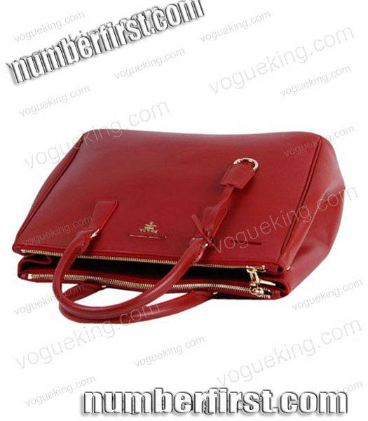 Prada Saffiano Dark Red Calfskin Business Tote Handbag-4