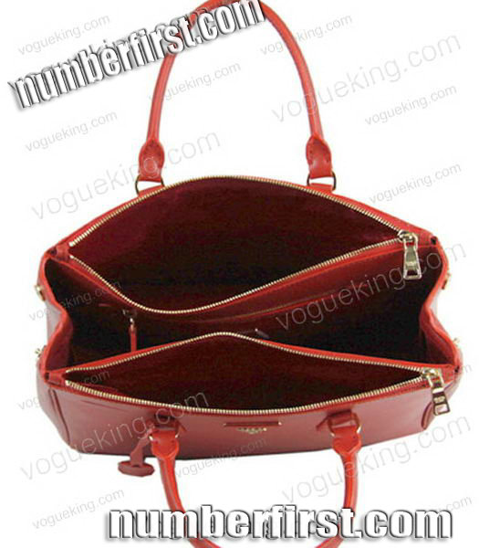 Prada Saffiano Dark Red Calfskin Business Tote Handbag-5