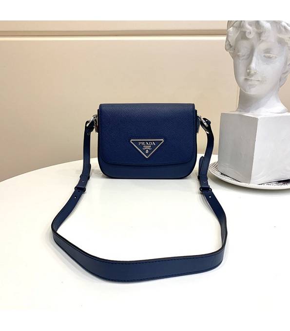 Prada Saffiano Electric Blue Original Cross Veins Leather Shoulder Bag