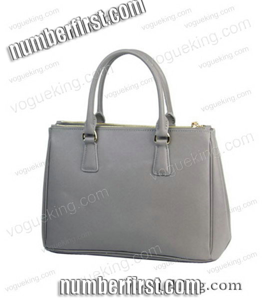 Prada Saffiano Grey Calfskin Leather Tote Small Bag-1
