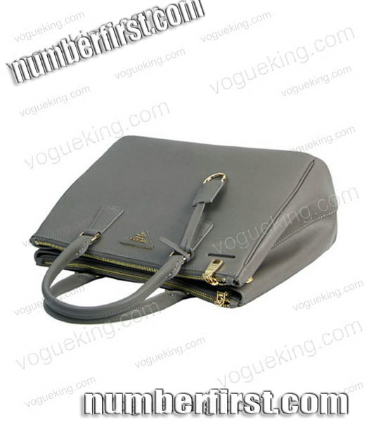 Prada Saffiano Grey Calfskin Leather Tote Small Bag-4