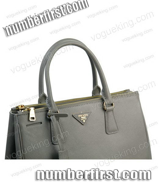 Prada Saffiano Grey Calfskin Leather Tote Small Bag-6