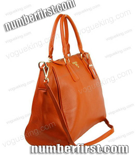 Prada Saffiano Imported Leather Handbag Orange-2