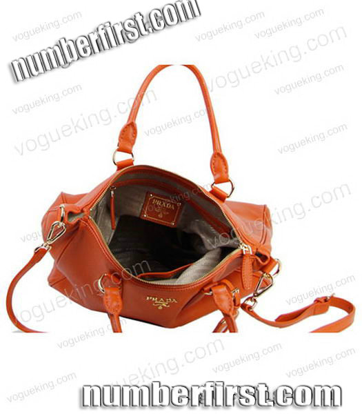 Prada Saffiano Imported Leather Handbag Orange-5