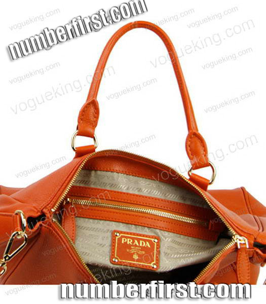 Prada Saffiano Imported Leather Handbag Orange-6