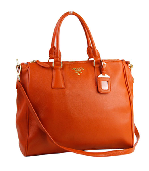 Prada Saffiano Imported Leather Handbag Orange