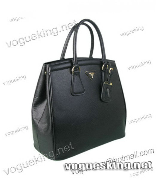 Prada Saffiano Leather Top Handle Bag Black-2
