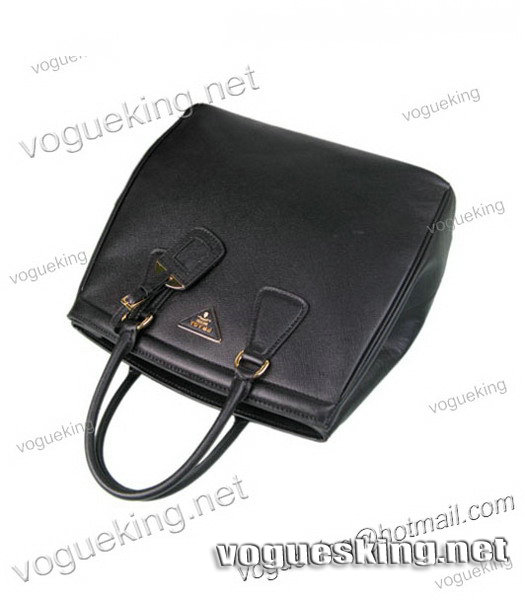 Prada Saffiano Leather Top Handle Bag Black-4