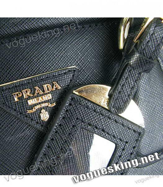 Prada Saffiano Leather Top Handle Bag Black-6