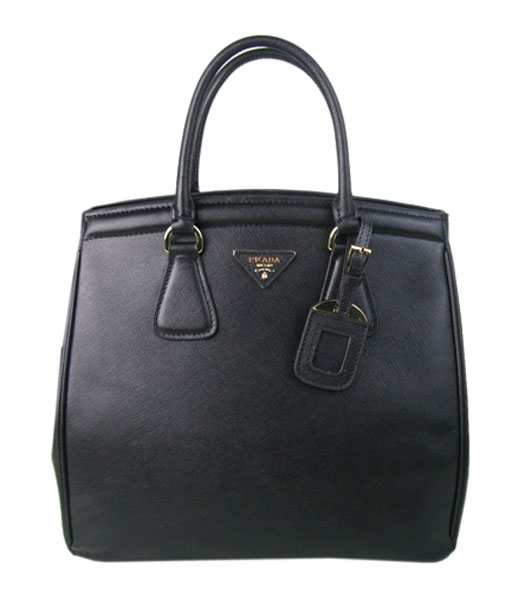Prada Saffiano Leather Top Handle Bag Black
