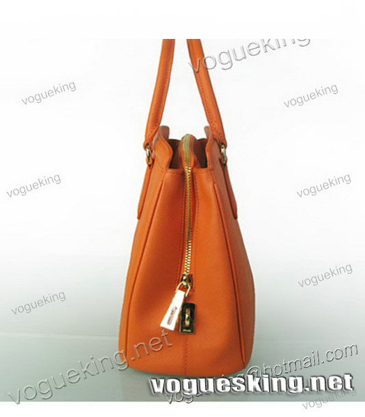 Prada Saffiano Lux Tote Bag Orange Cross Veins Leather-2