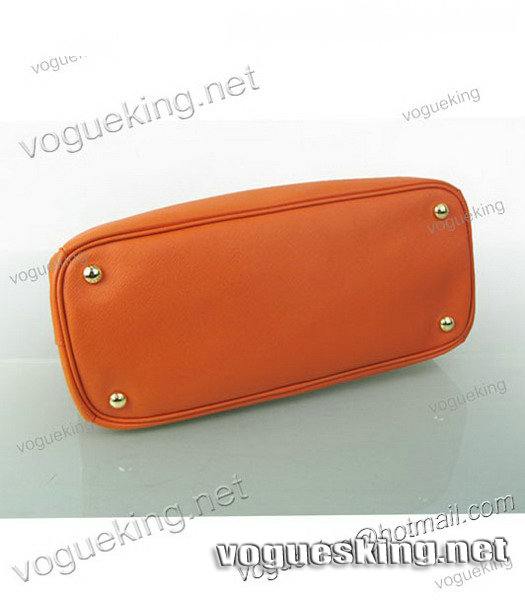 Prada Saffiano Lux Tote Bag Orange Cross Veins Leather-3