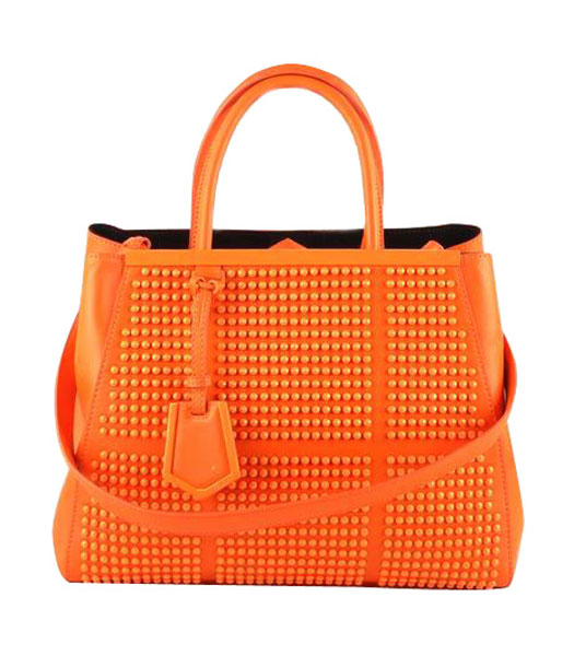 Prada Saffiano Orange/Red Cross Veins Leather Tote Small Bag