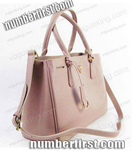 Prada Saffiano Pink Calfskin Leather Tote Handbag-2