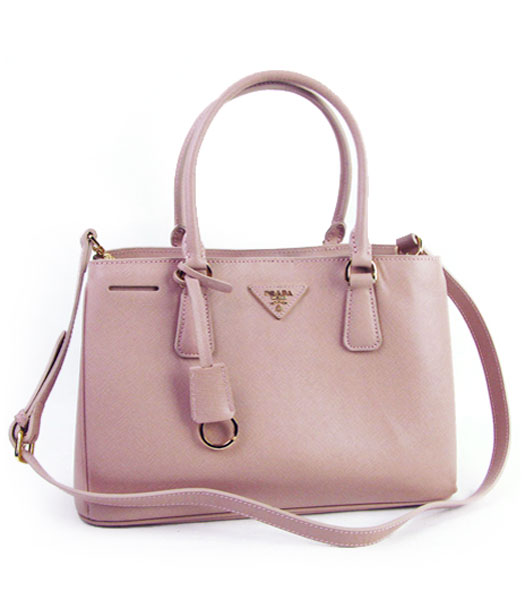 Prada Saffiano Pink Calfskin Leather Tote Handbag