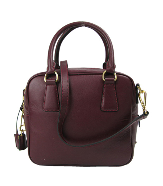 Prada Saffiano Small Red Calfskin Leather Tote Handbag 