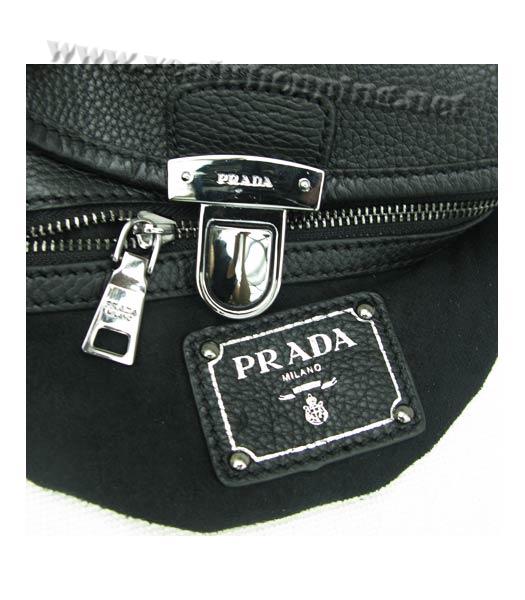 Prada Shiny Calfskin Shoulder Bag Black-5