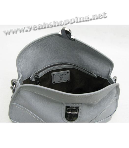 Prada Shiny Calfskin Shoulder Bag Grey-4