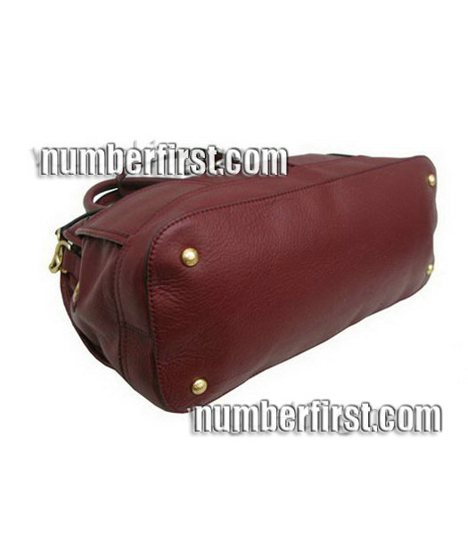 Prada Shiny Deerskin Top Handle Hazelnut Handbag Red-2