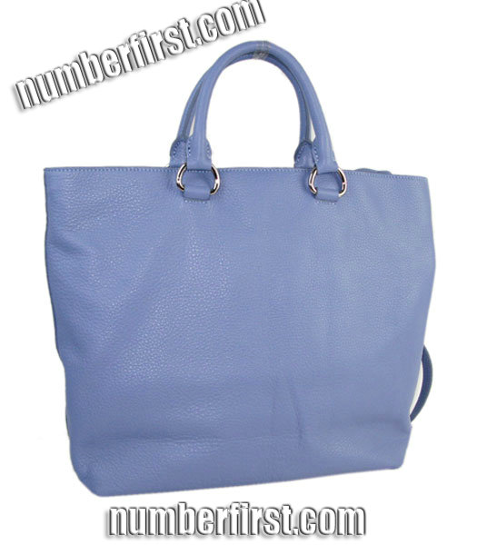 Prada Shopper PM Bag In Grey Blue Calfskin Leather-1