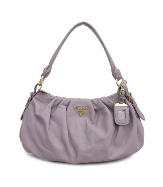 Prada Shoulder Handbag Light Purple Leather_BR3926