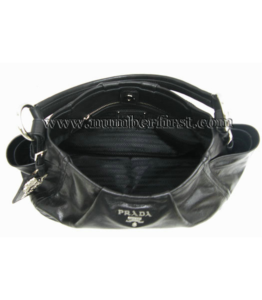 Prada Shoulder Tote Bag Black Oil Leather-4