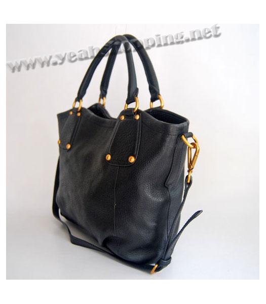 Prada Shoulder Tote Bag Black Oil Wax Milled-2