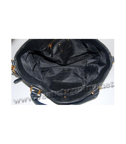 Prada Shoulder Tote Bag Black Oil Wax Milled-5