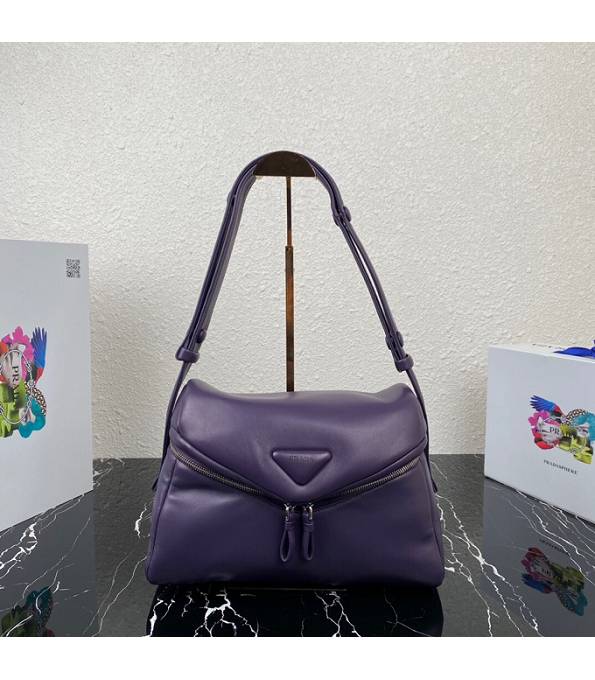 Prada Signaux Purple Original Padded Lambskin Shoulder Bag