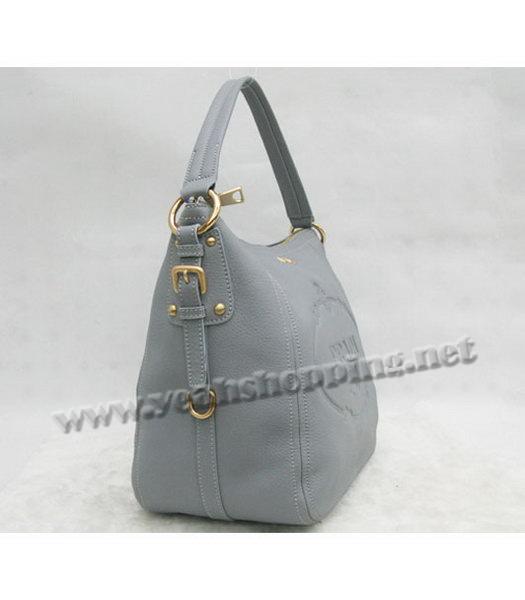 Prada Single Handle Hobo Bag Grey Calfskin-2