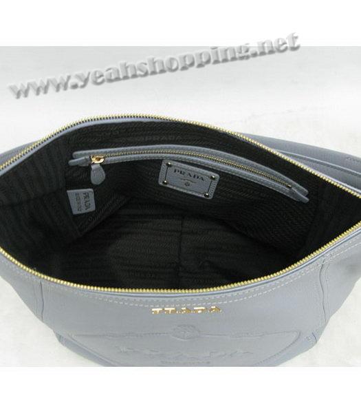 Prada Single Handle Hobo Bag Grey Calfskin-3