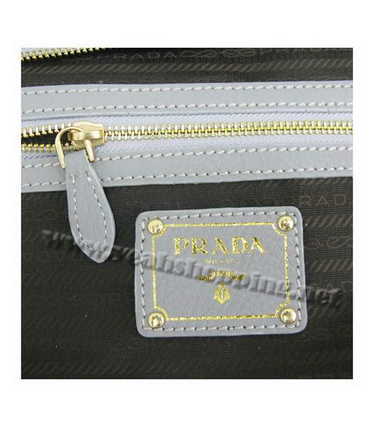 Prada Single Handle Hobo Bag Grey Calfskin-5