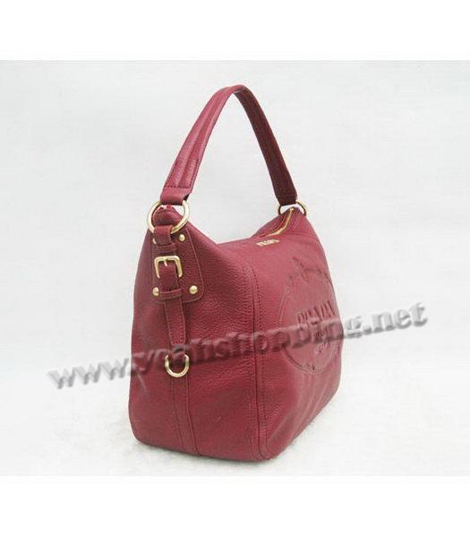 Prada Single Handle Hobo Bag Red Calfskin-3
