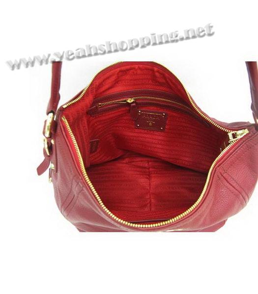 Prada Single Handle Hobo Bag Red Calfskin-4