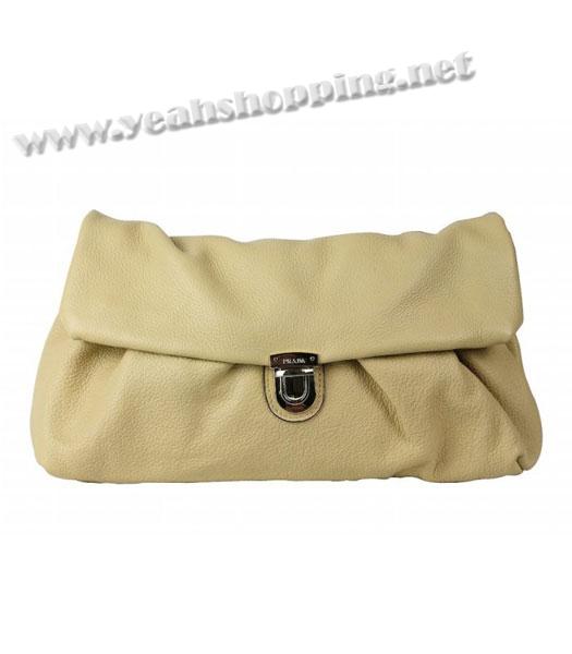 Prada Single Strap Samll Flap Bag in Apricot Leather-5