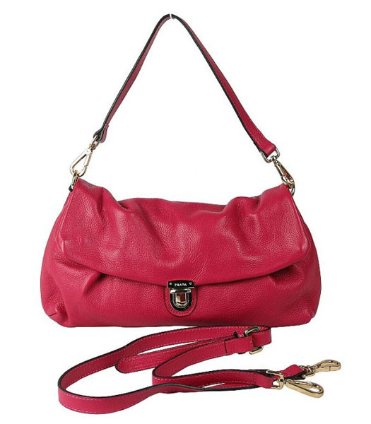 Prada Single Strap Samll Flap Bag in Red Leather