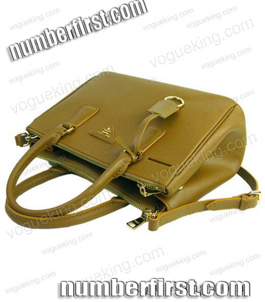 Prada Small Saffiano Apricot Calfskin Leather Business Tote Handbag-3