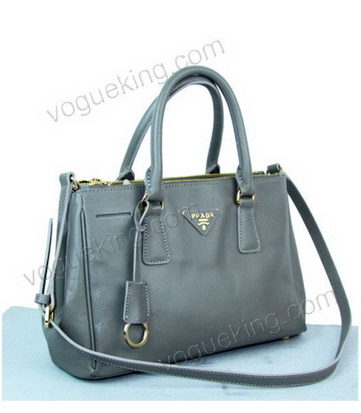 Prada Small Saffiano Grey Calfskin Business Tote Handbag-2
