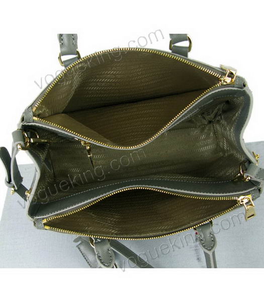 Prada Small Saffiano Grey Calfskin Business Tote Handbag-4