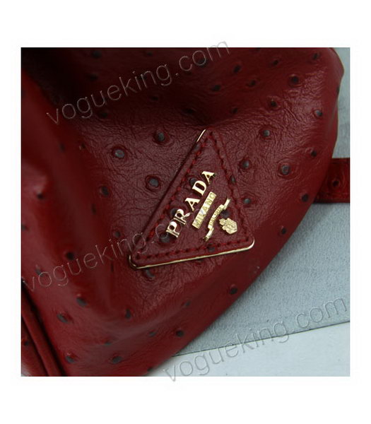Prada Small Saffiano Red Ostrich Leather Business Tote Handbag-6